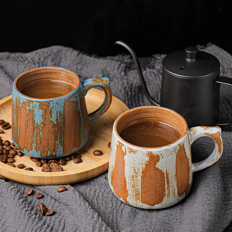 

Handmade Ceramic Coffee Cups Japanese Retro Mugs Large Capacity Creative Personality Household Ceramic Cups Coffee Mug