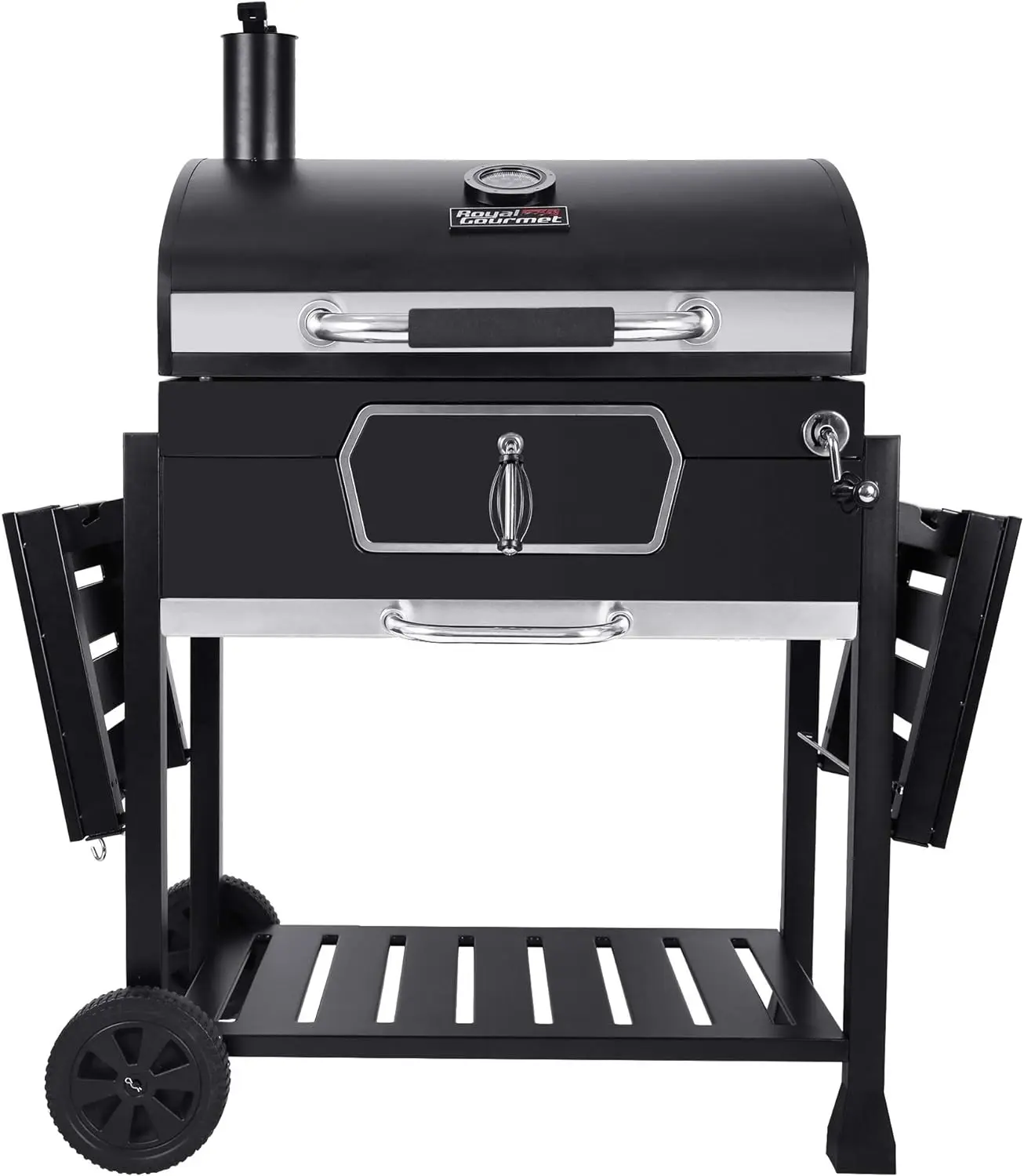 Imagem -02 - Royal Gourmet Charcoal Bbq Grill com Tampa Churrasqueira de Luxo Mesas Laterais Dobráveis para Exterior Cd2030ac 30