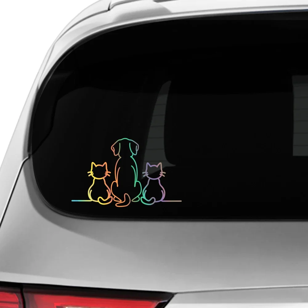

Cat Owner Car Stickers Creative Two Cats One Dog Graphics Reflective Vinyl Decal Pet Auto Window Body Decoration Accessories