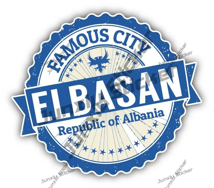 ملصق الختم من ألبانيا برأسين النسر ألبانيا فلور إلباسان مدينة ألبانيا خريطة صورة ظلية ختم الشارات لأجهزة الكمبيوتر المحمول الوفير #5