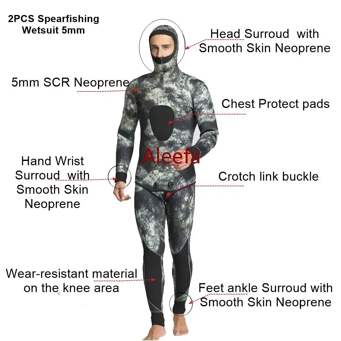 Wetsuit Men 5mm Neoprene Spearfishing Scuba Diving Suit Camouflage 2pieces Keep Warm Fishing Surfers with Chloroprene