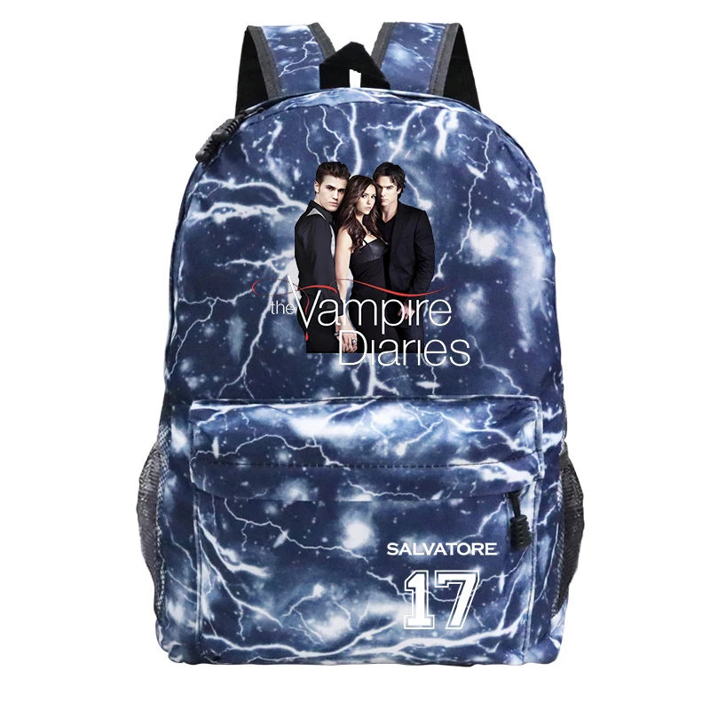 Nylon Backpack With The Vampire Diaries Printed School Bag for Boys Large Capacity Backpack Child Bookbag Primary School Mochila