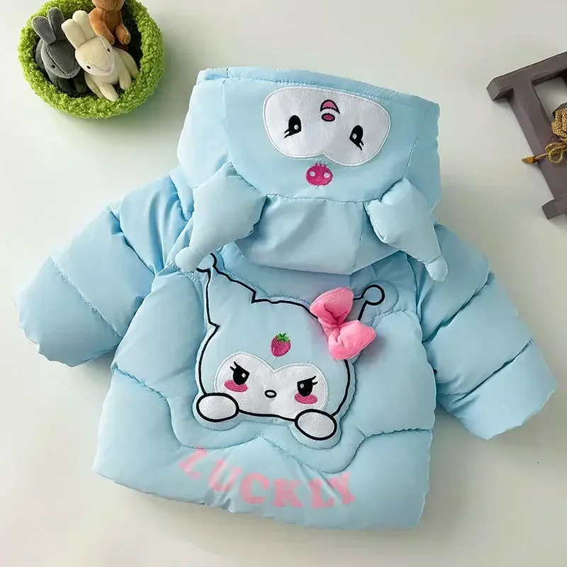 Kuromi Anime Kawaii Ins MINISO Mode Kinder Langarm Jacke Niedlichen Cartoon Gepolsterte Kaschmir Verdickt Mantel Kleidung Spielzeug