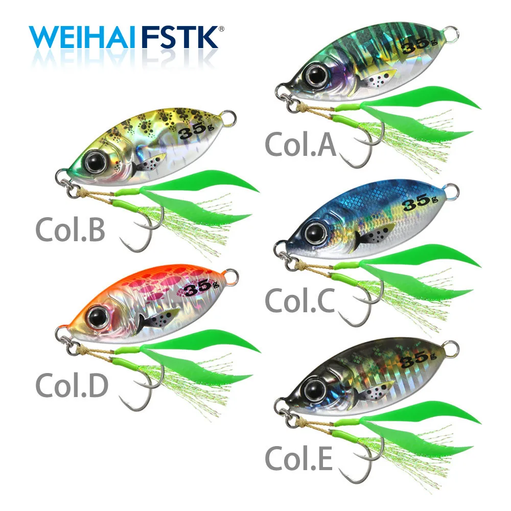 Metal Jig Fishing Lure Slow pitch Jig Leaf 15G 25G 35G Shore Cast Jigging Spoon Bass Fishing Bait Trout Saltwater Jigging Lures