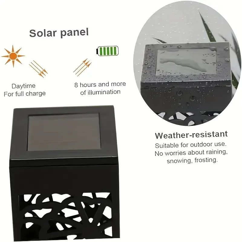 1-6 قطعة الشمسية في الهواء الطلق مصباح حديقة LED جوفاء منحوتة مسار المشهد أضواء الحديقة لحديقة فناء شرفة وإضاءة الرصيف