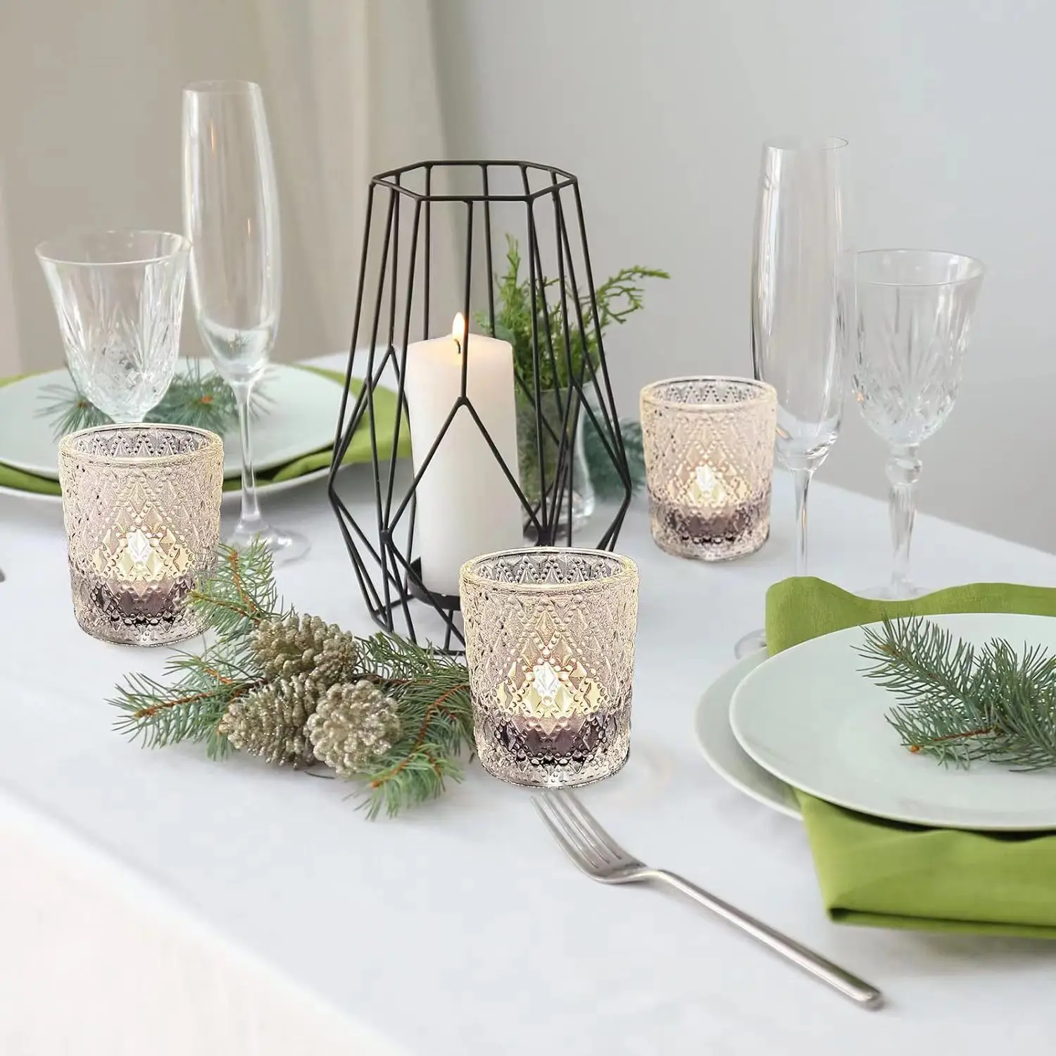 Relief Glass Candlestick Tea Candlestick Home Decoration Ambience Decoration Aromatherapy Candle Cup