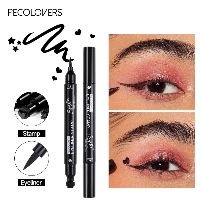 Double Head 2 In1 Waterproof Liquid Eyeliner Moon Star Heart Shapes Tattoo Stamp Quick To Dry Eye Liner Pencil Makeup Tool