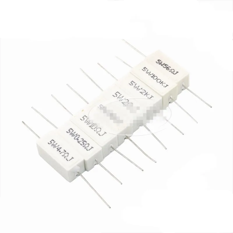 10Pcs RX27-1 SQP Horizontal Cement Resistor resistance 5W 0.1/1/2/6/8/10/15/30R/-100K Ohm Ceramic Copper foot