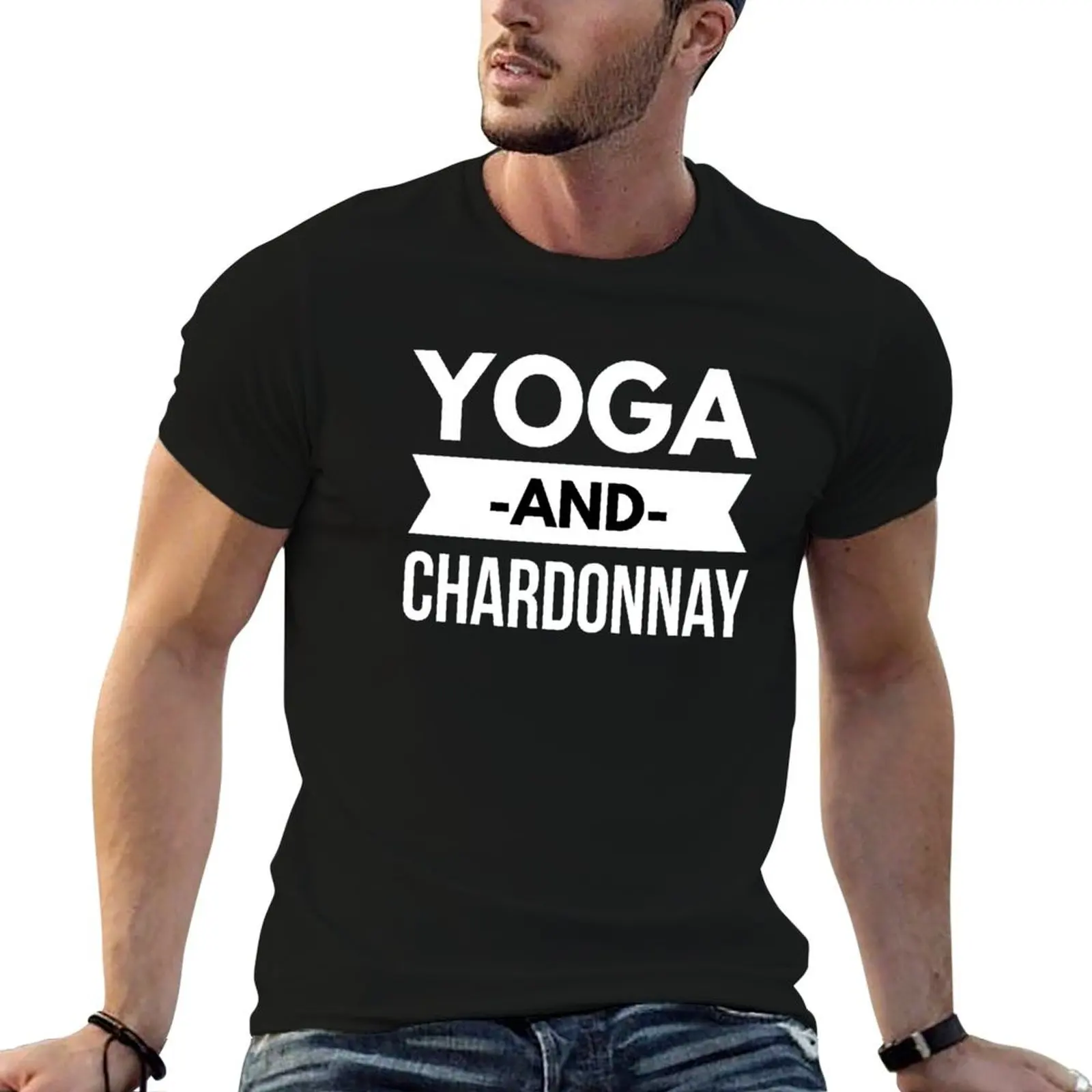 Camiseta Yoga and Chardonnay, camisetas de algodón para hombre, camiseta 100% para hombre, camiseta de lujo para hombre, camiseta de diseñador