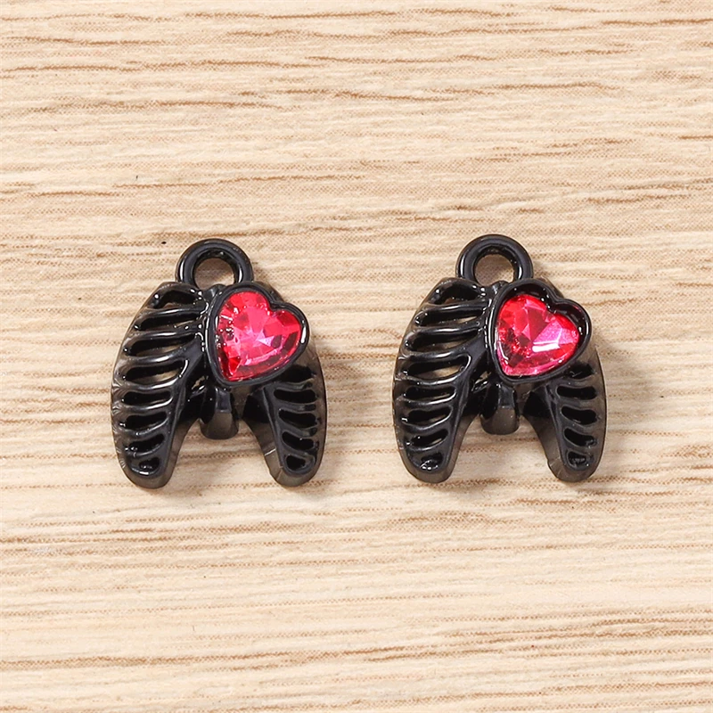 5 Stück 11 x 13 mm niedliche Kristall-Metallflügel-Herz-Anhänger, passend für Halsketten, Ohrringe, Armbänder, DIY-Handwerk, Schmuckherstellung, Zubehör – Detail 13