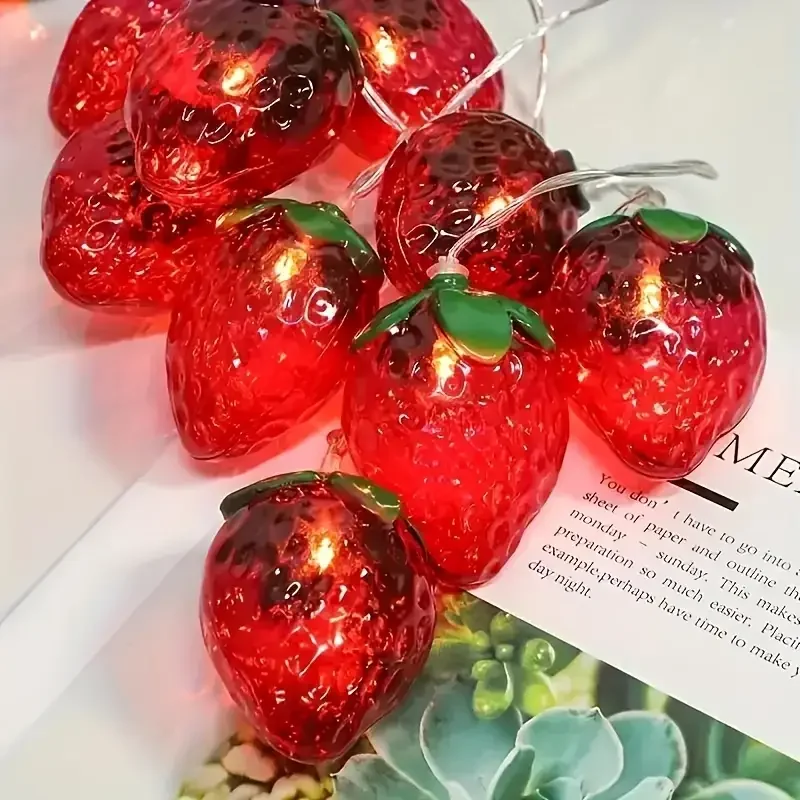 1pc 10/20LED Simulation Strawberry String Lights Battery Powered LED Fairy Light Suitable For Indoor Room Yard Party Decoration