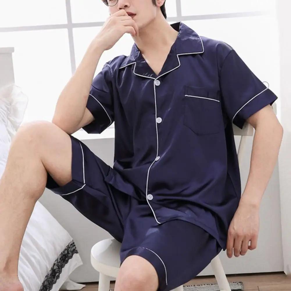 New Summer Pajamas For Man Big Size Silk Mens Pajama Sets Shorts Satin Short Sleeve Sleepwear Home Pijama Night Wear Loungewear