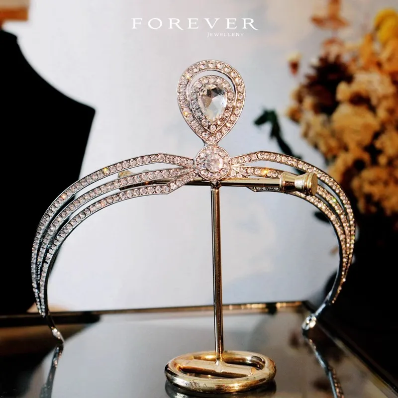 

CC Bridal Crown Women Hair Accessories Wedding Headbands Engagement Hairwear Simple Design Tiaras Headdress Coronets Gift FO049