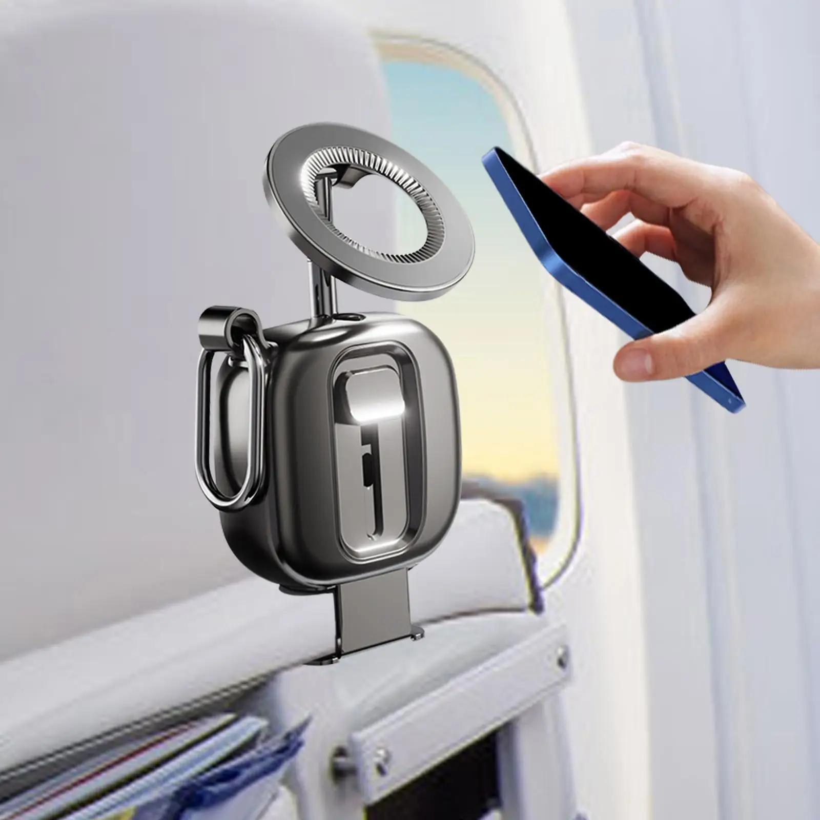 Supporto per telefono da viaggio in aereo magnetico, compatto, pieghevole, stabile, vivavoce per supporto per telefono essenziale da viaggio a lungo volare