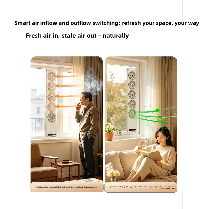 Non-punching Window Exhaust Fan Powerful Household Window Ventilation Silent Smoke