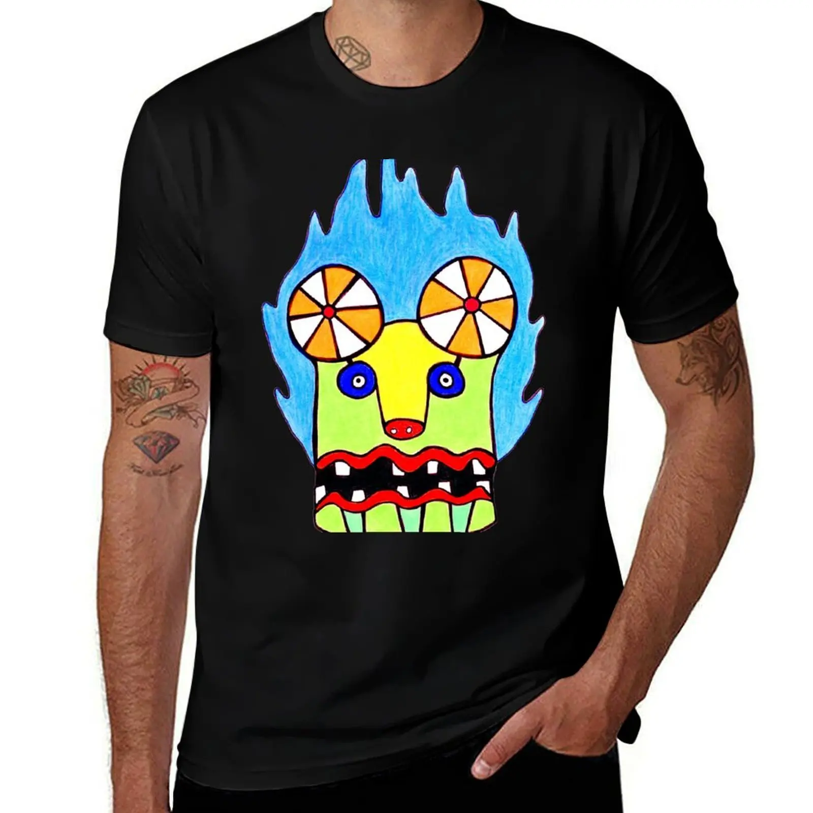 Flaming Face 2 T-Shirt Outdoor Working T-Shirt