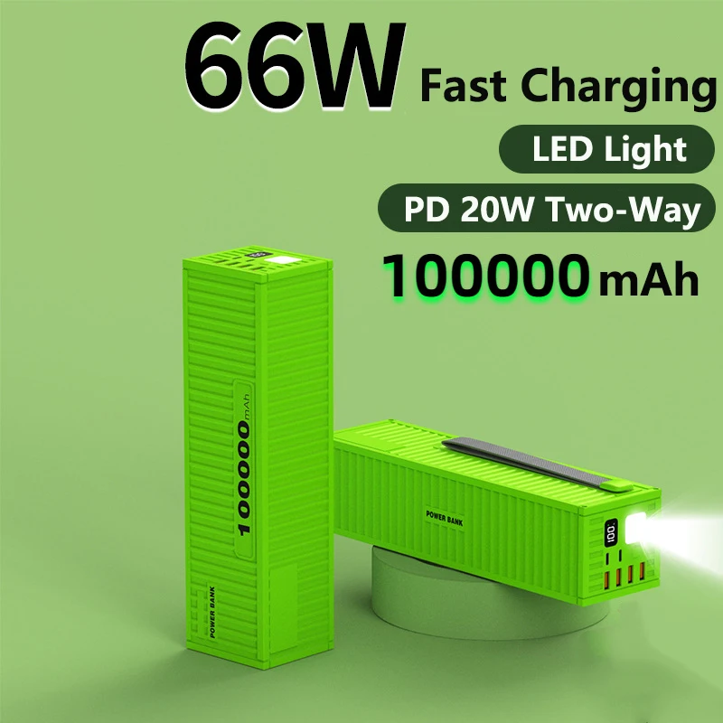 

Power Bank 100000mAh 66W Super Fast Charging for iPhone 16 15 14 Huawei Xiaomi Samsung PD 20W External Battery Charger Powerbank