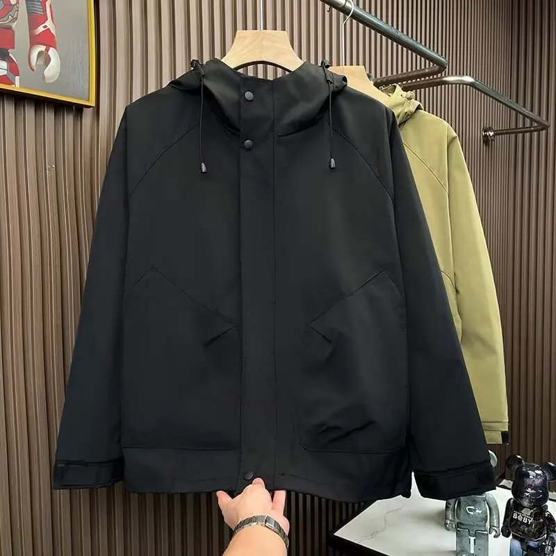 

Мужская весенне-осенняя верхняя одежда Jaet, ветрозащитная свободная посадка, цветная повседневная модная рабочая одежда с капюшоном, модная длинная уличная одежда...