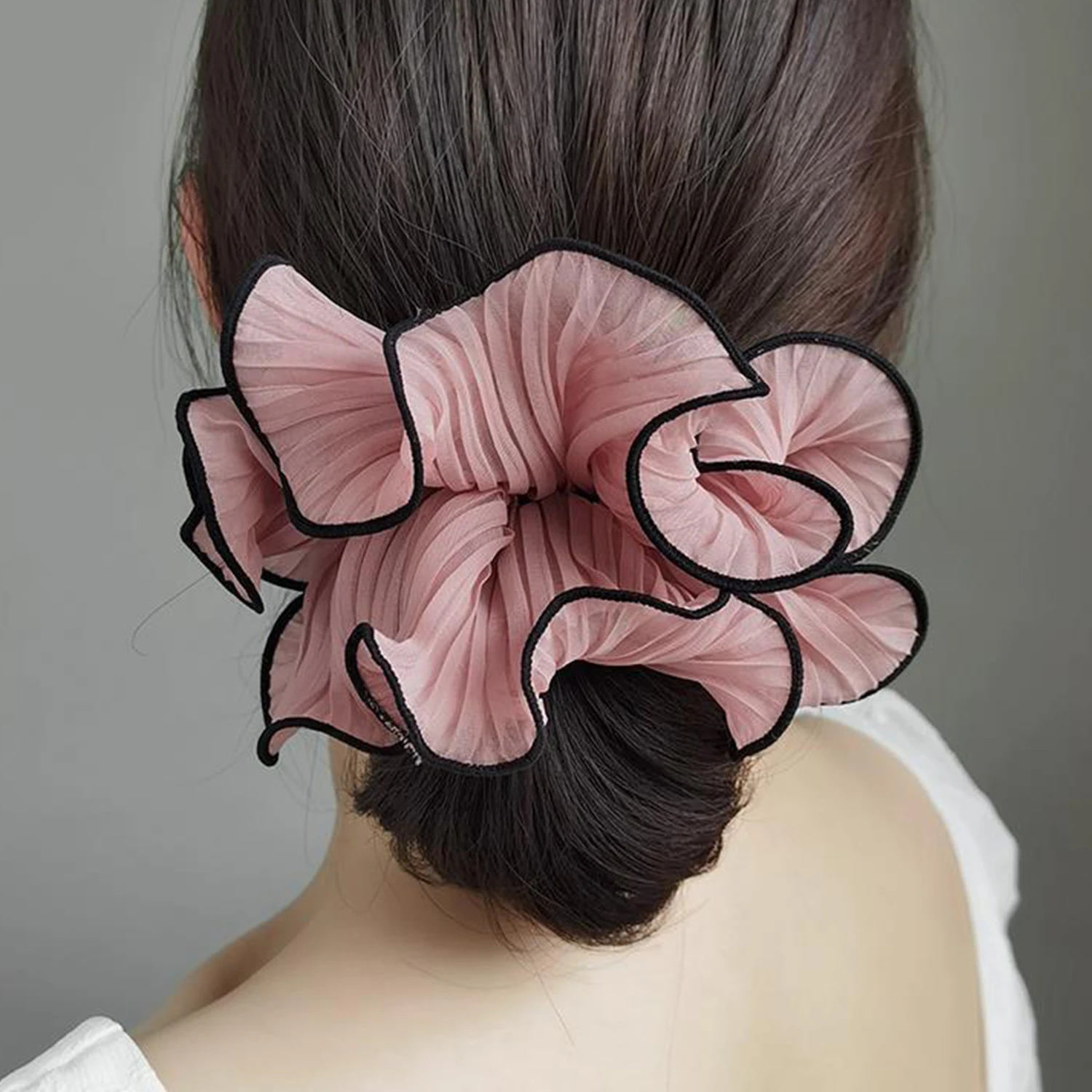 Scrunchies de satén de gran tamaño para mujer, lazos para el cabello Vintage de lujo, banda elástica grande para el cabello, accesorios para el cabello para niñas