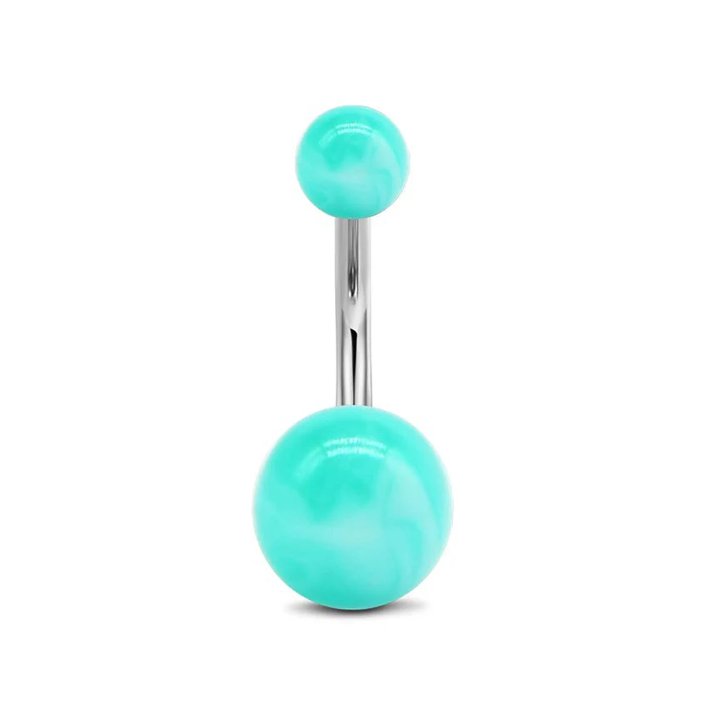 1PCS Belly Button Rings Stainless Steel 14G CZ Navel Rings 10mm Piercing Barbell Body Jewelry Green Style for Women Girls