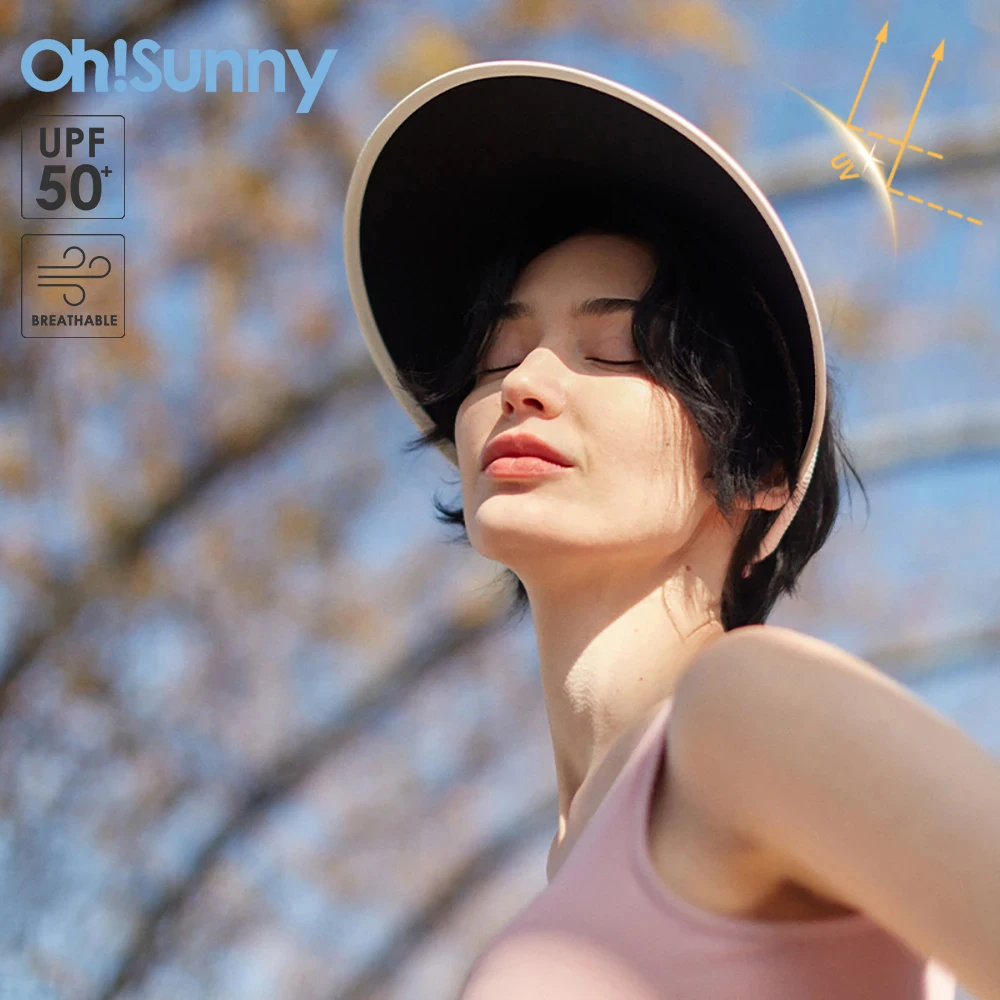 

OhSunny Women Sun Protection Visor Adjustable Empty Top Bucket Hats Summer Solar Blocking UPF1000+ for Outdoor Golf Travel Beach