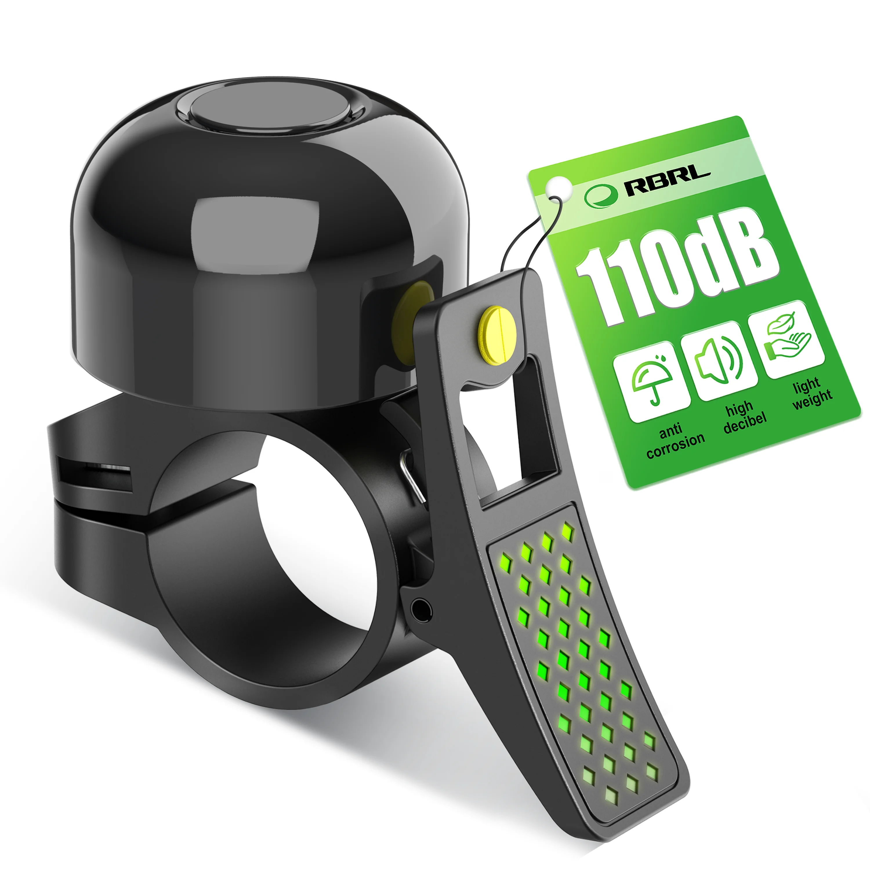 

RBRL Aluminum Alloy Bike Bell 110dB Loud Clear Sound Bike Horn Universal Mount Anti-slip Wrench for MTB Road Bicycle Kids Adult