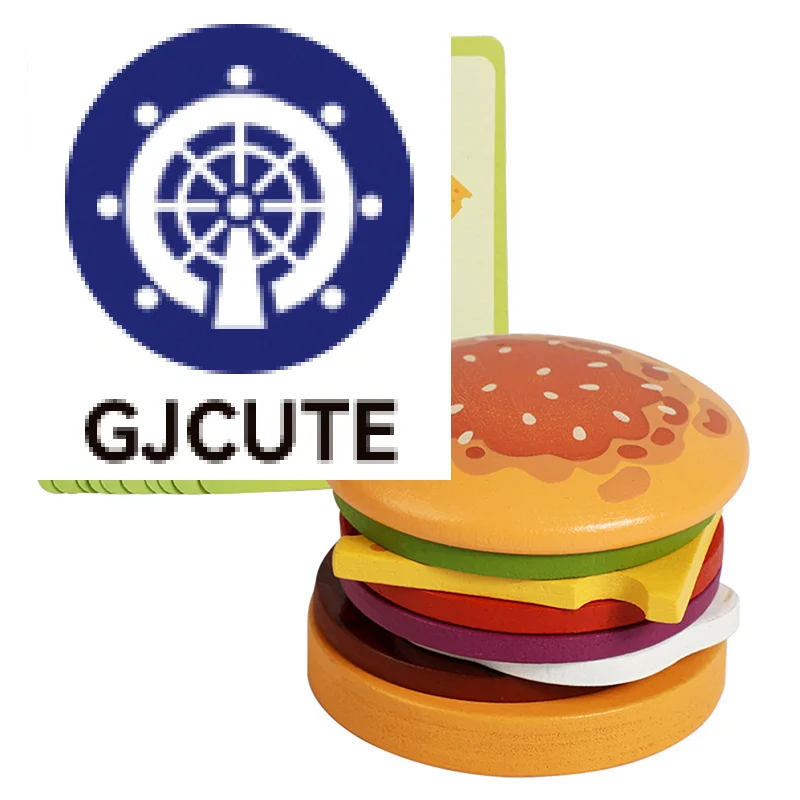 Giocattoli impilabili per panini di Amburgo in legno per bambini piccoli e bambini Giocattoli educativi prescolari Montessori Giocattolo da cucina per abilità motorie fini