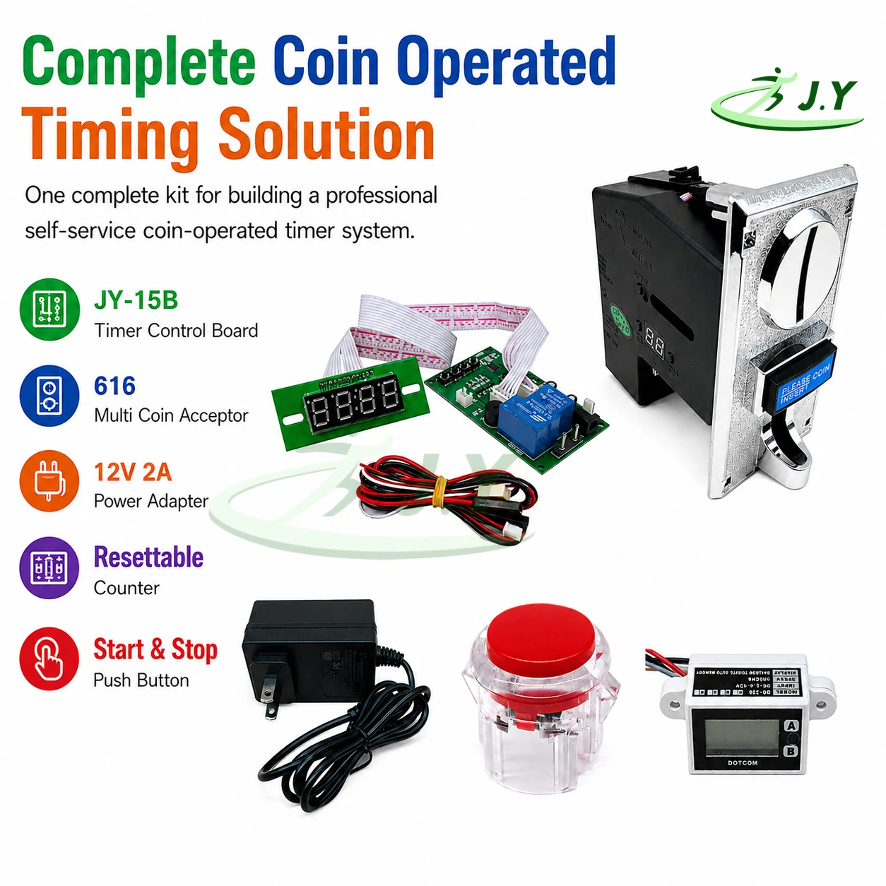 complete-coin-operated-timer-kit-jy-15b-timer-control-board-616-multi-coin-acceptor-12v-2a-adapter-counter-start-push-button
