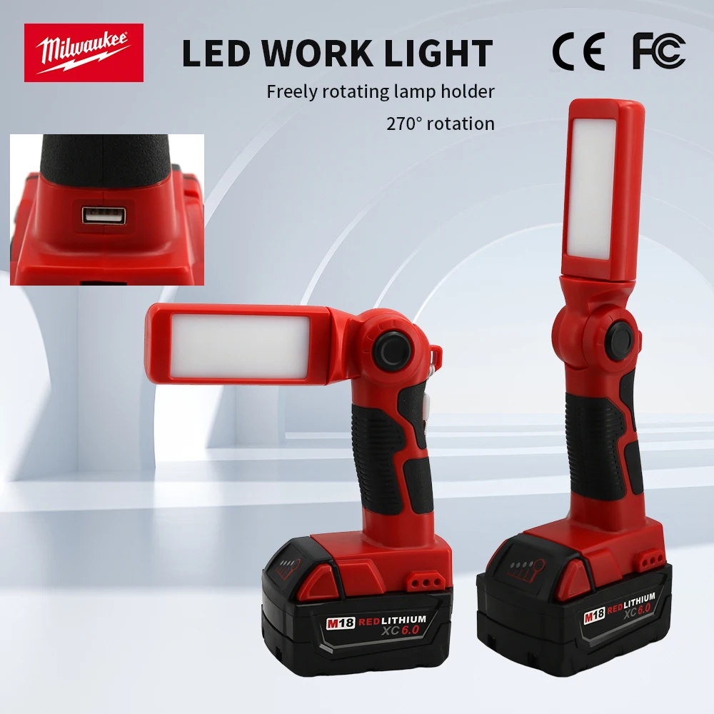 Milwaukee M18 14.4-20V max Emergency LED Work Light Super Bright 270 Degree Rotation Jobsite Light Portable Handheld Flashlight