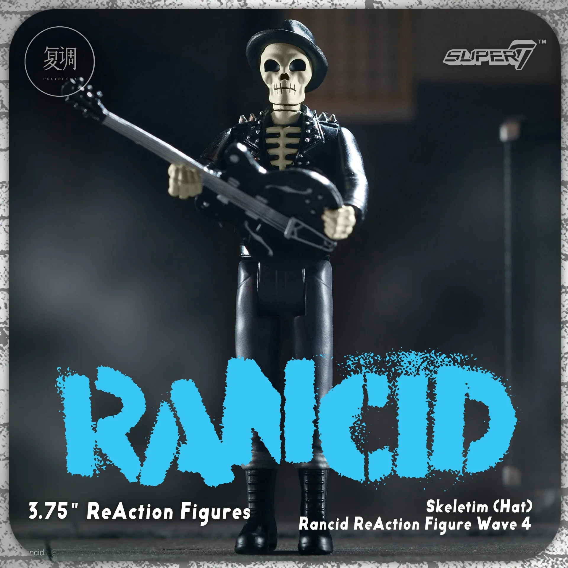 

Женская 3,75 дюймовая супер 7 Rancid фигурка реакции Skeletim Hat Wave 4 коллекция игрушек подарок мальчик Хэллоуин Кукла