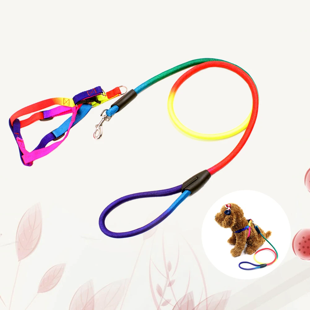 

Rainbow Dog Lead Durable Nylon Adjustable Harness Pet Leash Large Pet Traction Rope Puppy Traction Rope Supplies Dog Cat