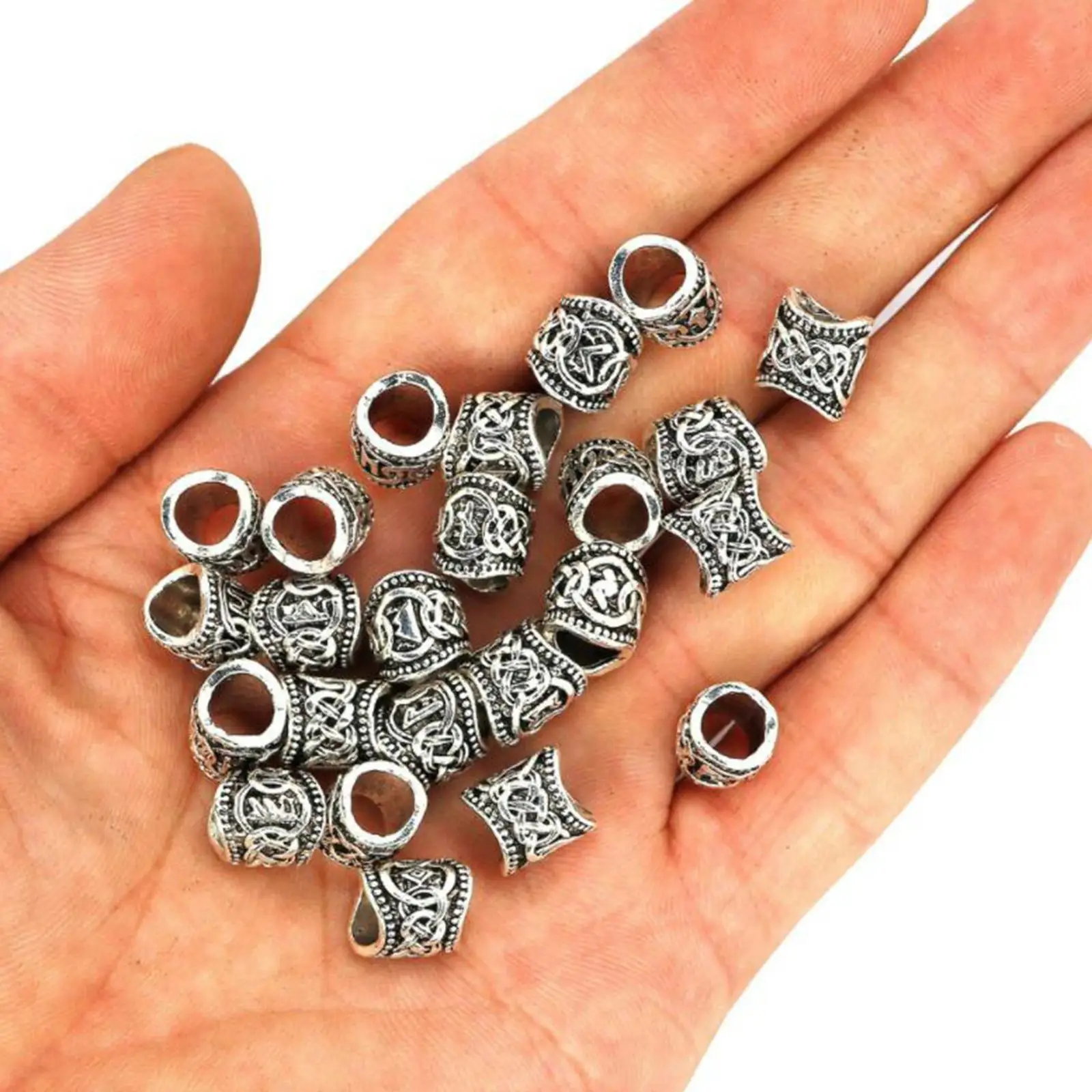 Large Silver Viking Beard Beads Rings Hair Jewelry Bead Dreadlock