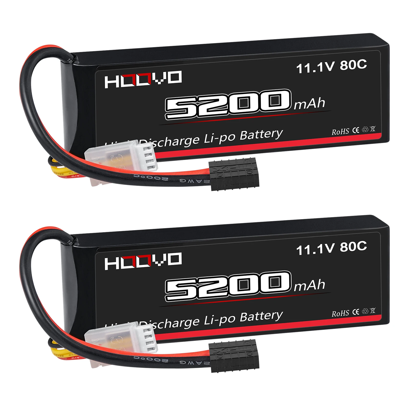 

HOOVO 2Pcs LiPo Battery 3S 11.1V 60C 5200mAh RC Battery with Tr Plug for RC Helicopter Airplane Car Truck Boat Car Racing Hobby