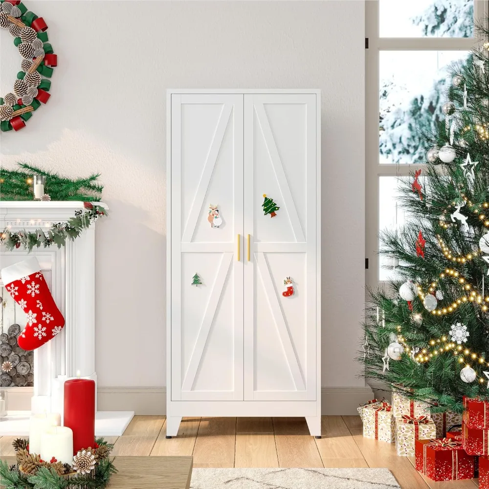 

61-дюймовый металлический шкаф с 3 регулируемыми полками, 4-уровневый шкаф для хранения кладовой, кухонный шкаф для кладовой для гостиной, столовой