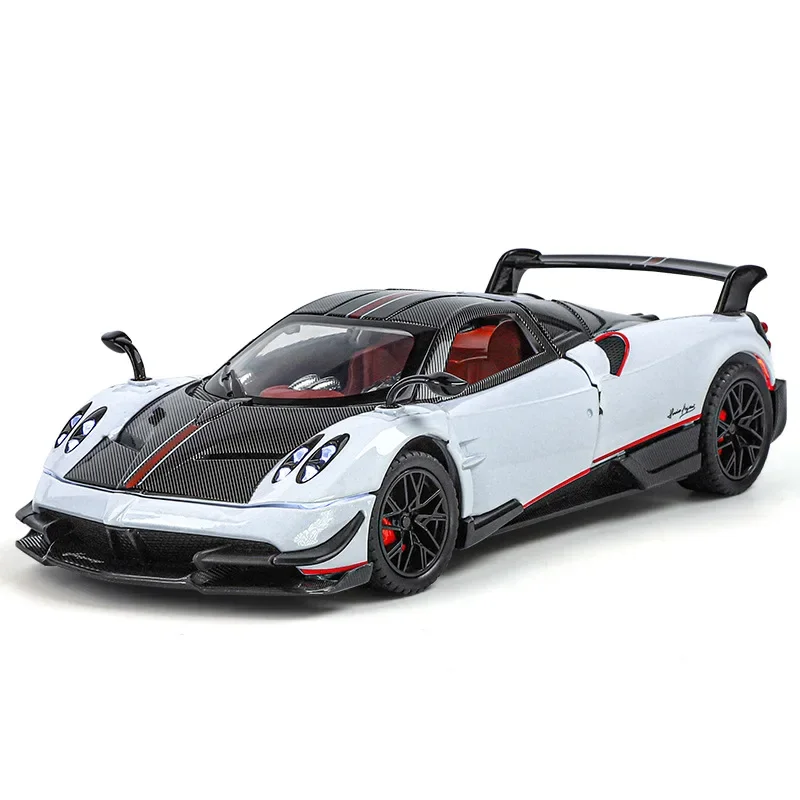 ดอกไม้1/24 Pagani โมเดลรถยนต์อัลลอยด์จำลองรถสปอร์ตของเล่นของเด็กผู้ชายเครื่องประดับสำหรับเล่นอินเทรนด์