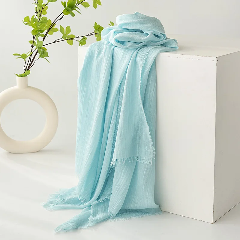 190*100cm Cotton Linen Scarf for Women Season Travel Outdoor Hijabs Fashion Wrap Pure Colors Sun Protection Shawls Young Lady