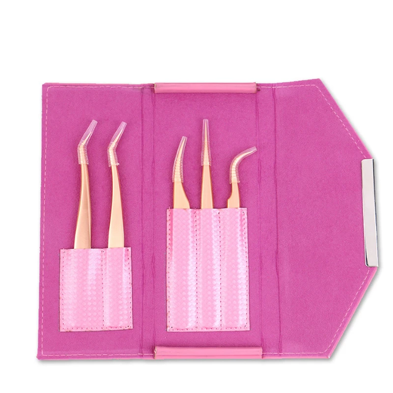 Bolsa de cuero para almacenamiento de pinzas, caja de almacenamiento para extensiones de pestañas, estuche organizador portátil, accesorios para pestañas, herramientas de maquillaje