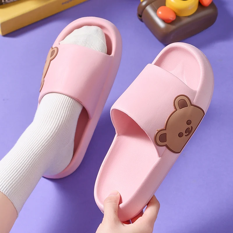 YISHEN Slippers Women Summer Flip Flops Cute Cartoon Bear Shoes Slides For Men Shower Indoor Slippers Beach Sandals Zapatillas