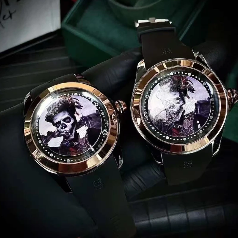 Reloj mecánico para hombre, espejo de burbuja redondo, movimiento de precisión, reloj de moda para hombre, reloj con forma artística