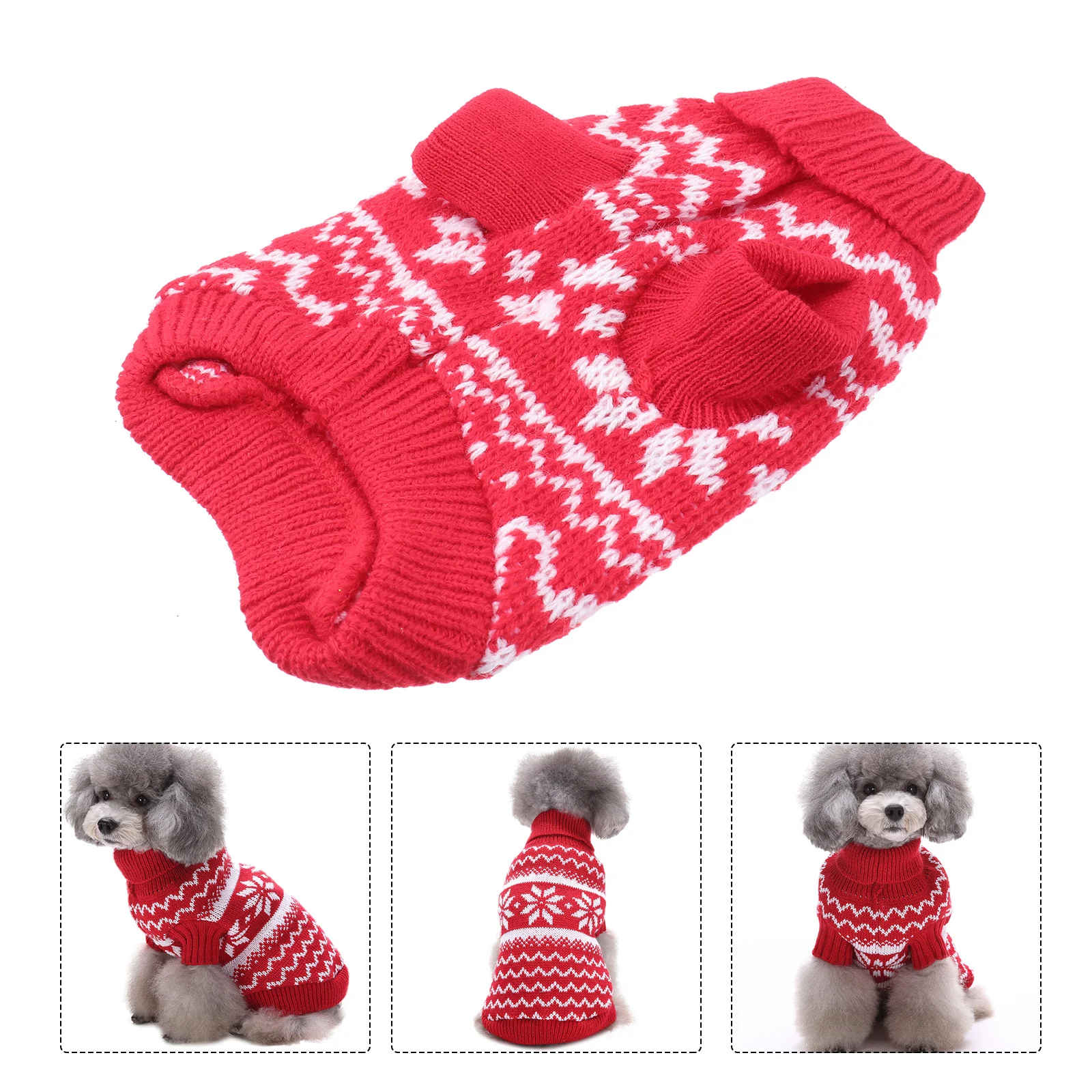 

Christmas Pet Sweater Festive Puppy Clothes Dog Winter Coat Snowflake Pattern Photo Wear Pet Sweater Puppy Clothes