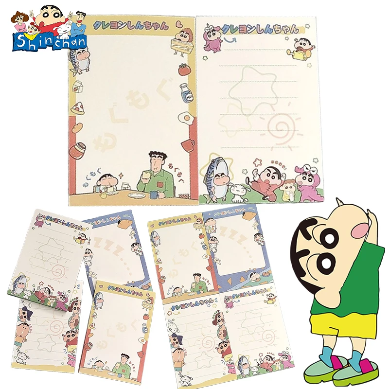 4Pcs Crayon Shin-chan Sticky Note Memo Pad Student Notepad Message Post To-do Lists Portable Memo Offices School Stationeries