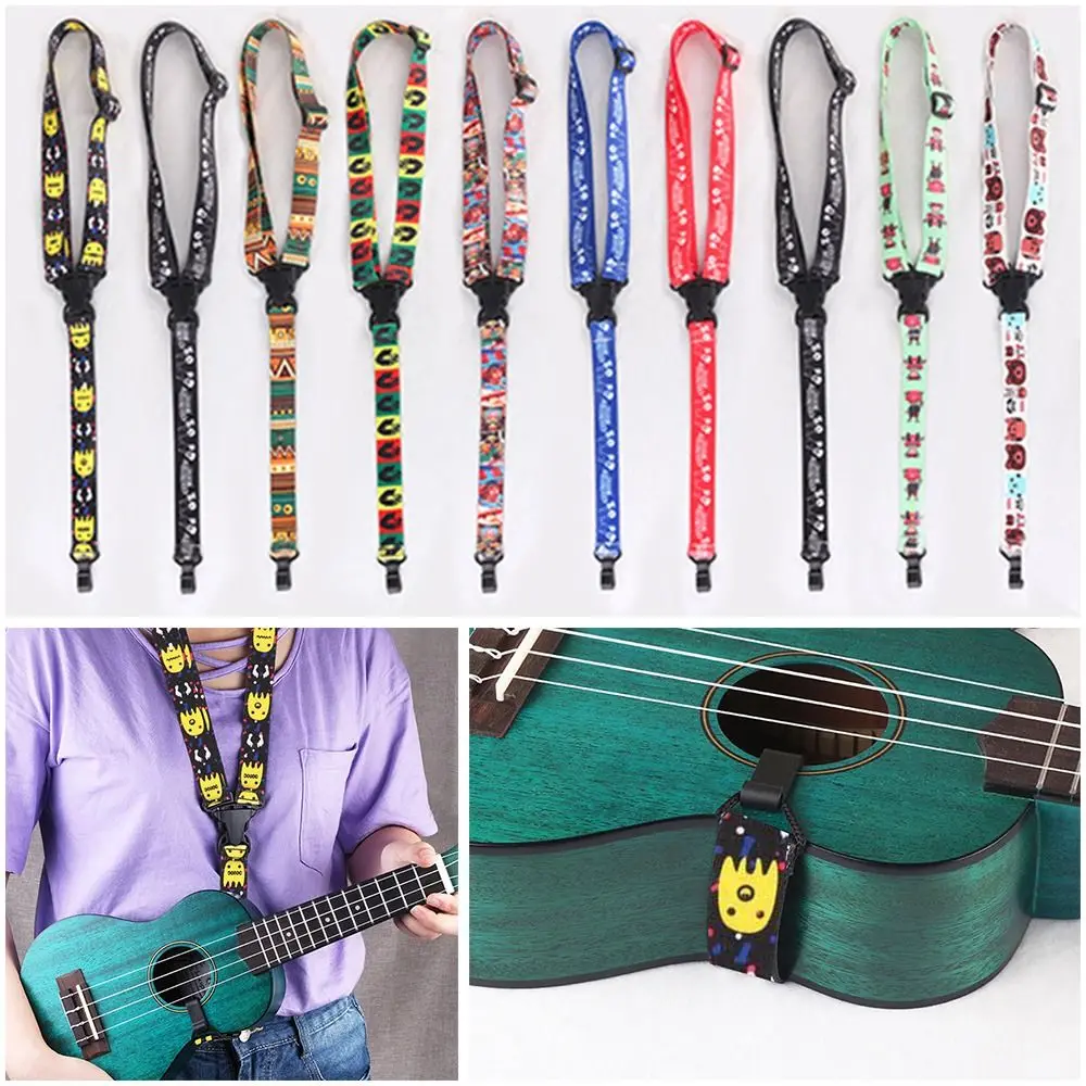 Vivid Printing Nylon Durable Ethnic Style Guitar Accessories Ukulele Strap Adjustable Belt Musical Instrument Straps