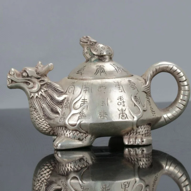 

Old Chinese Silver Copper Handmade Dragon Turtle Teapot