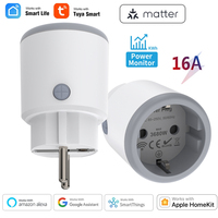 WiFi Smart Plug Matter 16A EU Socket Outlet Smart Home Adapter Energy Metering Tuya Smart Life Works with Homekit Alexa Google