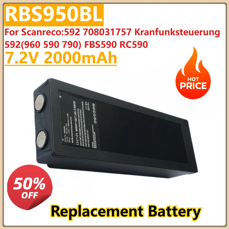 

New RBS950BL 7.2V 2000mAh Replacement Battery For Scanreco:592 708031757 Kranfunksteuerung 592(960 590 790) FBS590 RC590