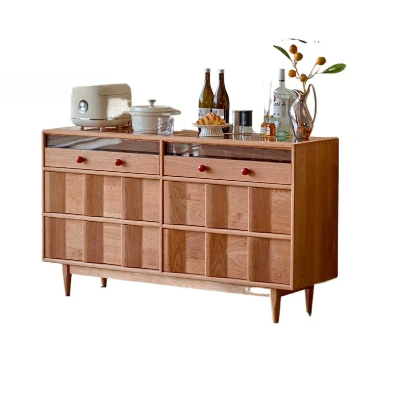 

Living room household solid wood six bucket storage cabinet living room cherry wood side cabinet storage cabinet