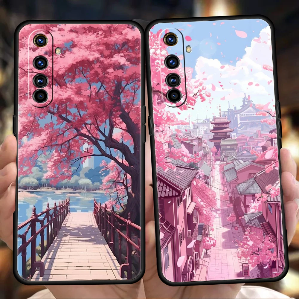 Pink Spring Cherry Blossoms Phone Case for Oppo A17 A12 A57 A74 A16 Find X5 X6 A52 A53 A54 A15 Reno 6 Z 7 Pro A9 2020 5G Shell