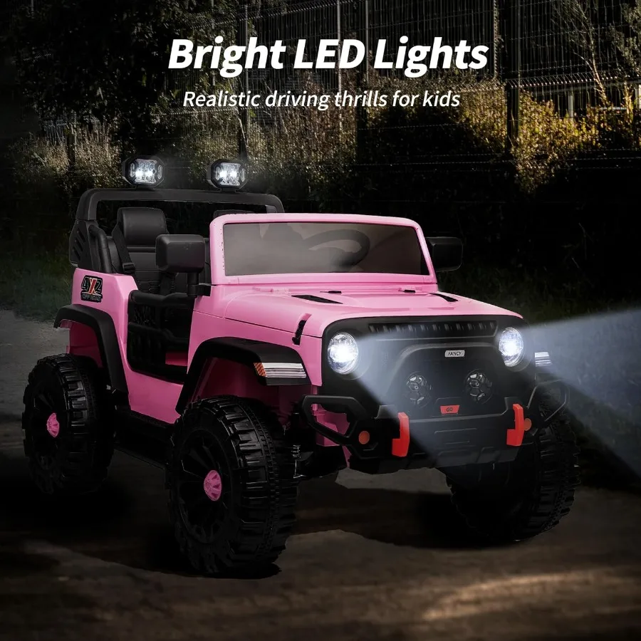 Passeio de 2 lugares no carro caminhão 12V passeio elétrico em brinquedo para grande idade 3-8 com controle remoto - rosa claro