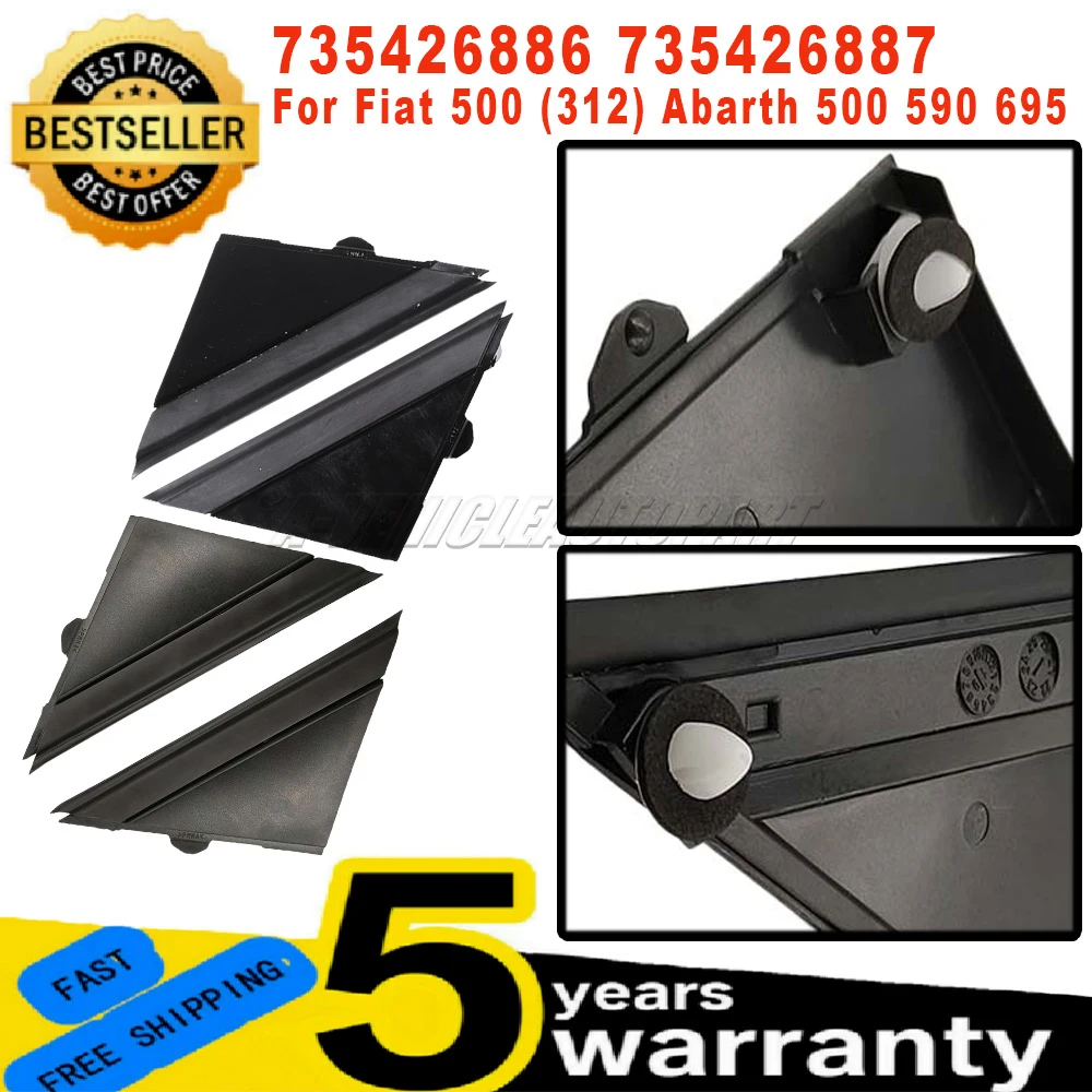 New 735426886 735426887 For Fiat 500 (312) Abarth 500 590 695 Door Front Window Mirror Triangle plate Cover L+R car accessories