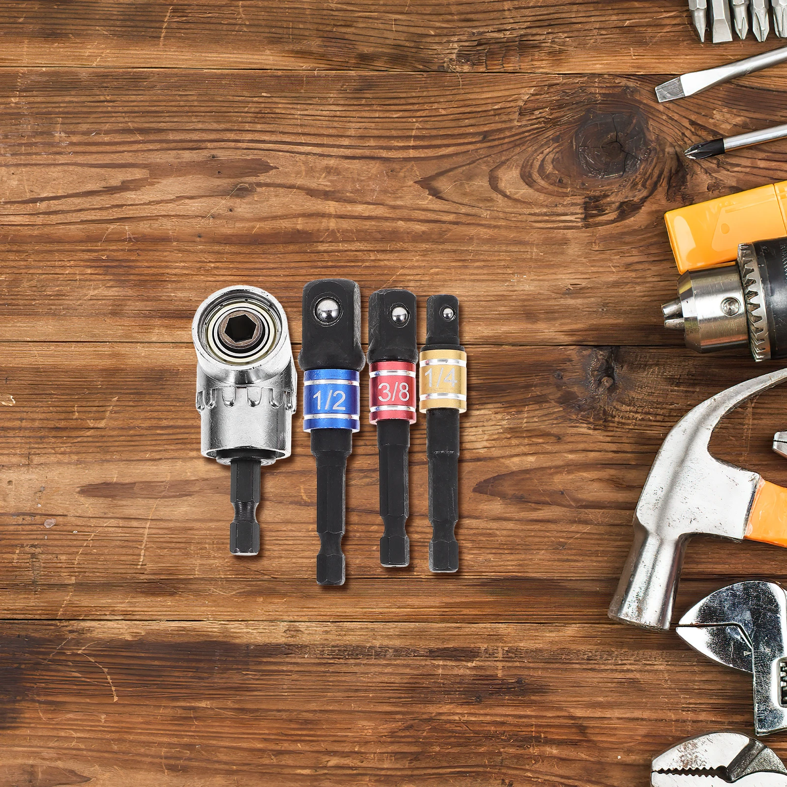 1 مجموعة الزاوية اليمنى مرفق تلميح حامل ل شنيور يعمل بالبطارية محول مأخذ التوصيل الحفر تمديد بت مجموعة لقمة مثقاب مرنة